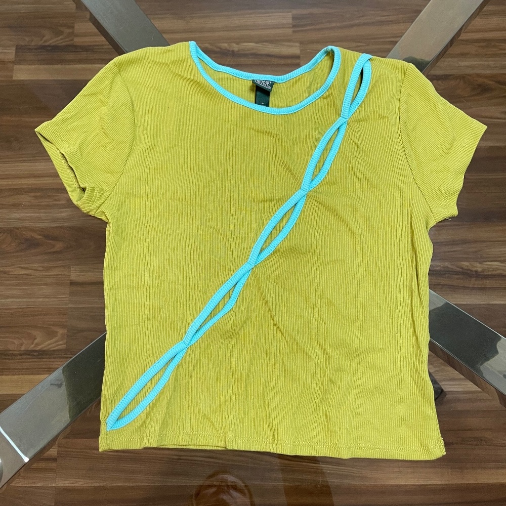 wild fable Cut Out Crop Top, Lime Green and Turquoise, Medium